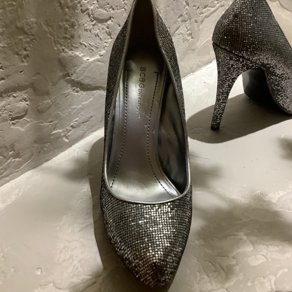 BCBGeneration Stiletto Heels, Size 71/2/37.5, Silver-smoke color - Picture 3 of 4